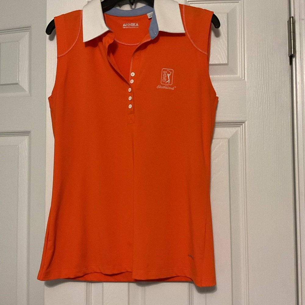 Annika by Cutter & Buck Women's Orange Sleeveless Golf Top
